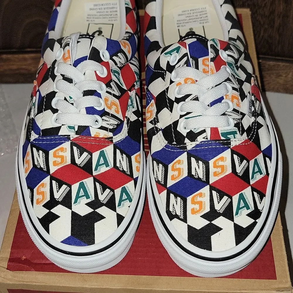 New VANS UA Era Checker Cube Multi / True White Mens 9 - Picture 10 of 11